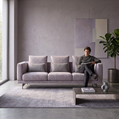 Gray Sofa Three-Seater Couch Living Room Modern Design Luxury Upholstered Furniture