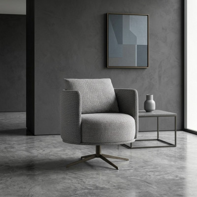Luxury Gray Armchair Living Room Upholstered Furniture Modern Design New Upholstery Fabric Textile