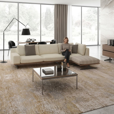 Luxury corner sofa L-shaped design upholstered furniture living room coffee table