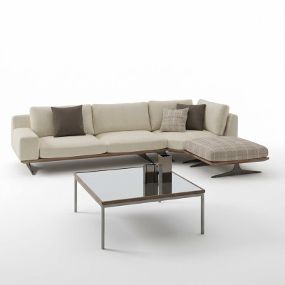 Luxury corner sofa L-shaped design upholstered furniture living room coffee table