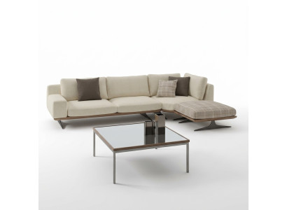 Luxury corner sofa L-shaped design upholstered furniture living room coffee table