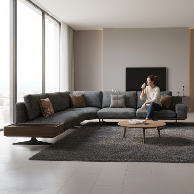 Luxury corner sofa L-shape new modern suite living room upholstered furniture setup