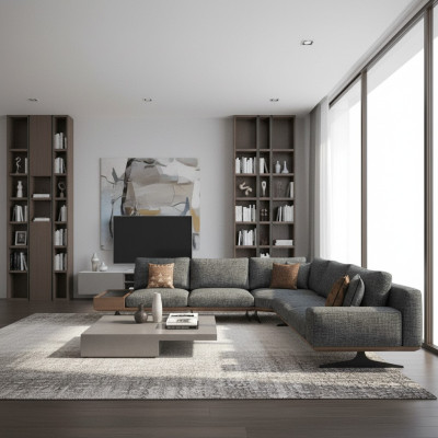 Luxury corner sofa L-shape new modern suite living room upholstered furniture setup