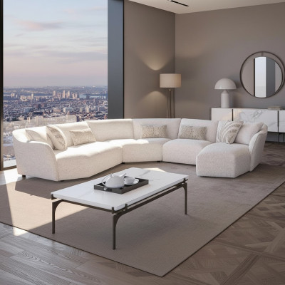 Luxury living room corner sofa U-shape set ensemble coffee table new furniture
