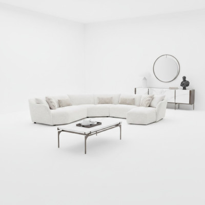 Luxury living room corner sofa U-shape set ensemble coffee table new furniture