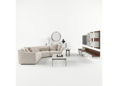 Luxury Set Corner Sofa L-shape Upholstered Living Room Coffee Table New Side Table