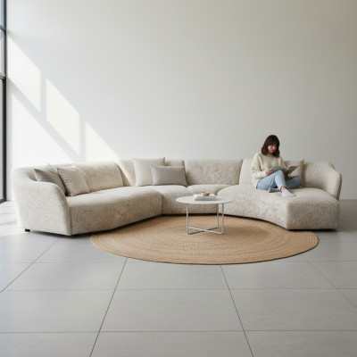 Living room sofa couch U-shape new corner set luxury upholstered furniture decor