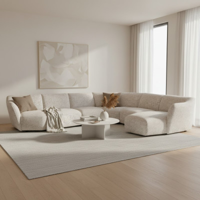Living room sofa couch U-shape new corner set luxury upholstered furniture decor