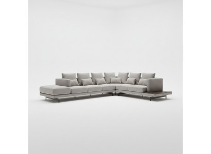 Upholstered Furniture Grey Sofa Couch L-Shaped Design Corner Sofa New Living Room Coffee Table