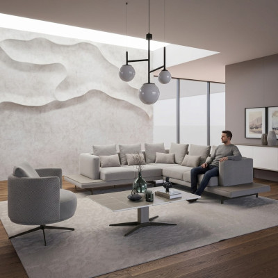 Design corner sofa L-shape upholstered furniture luxury living room coffee table furnishings