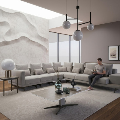 Designer sofa couch corner sofa L-shape fabric upholstery set living room coffee table