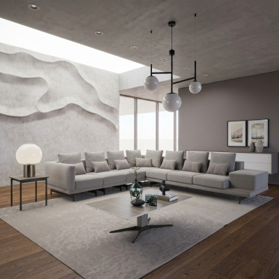 Designer sofa couch corner sofa L-shape fabric upholstery set living room coffee table