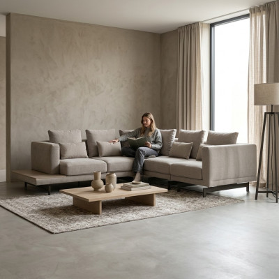 Living Room Designer Textile Upholstered Furniture Corner Sofa Setup Sofa L-Shaped