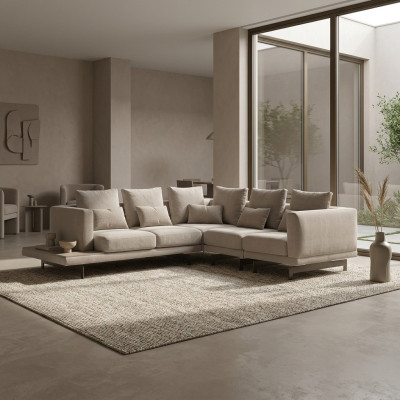 Living Room Designer Textile Upholstered Furniture Corner Sofa Setup Sofa L-Shaped