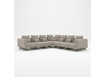 Designer upholstered corner sofa, L-shape, furniture set, textile upholstery, new.