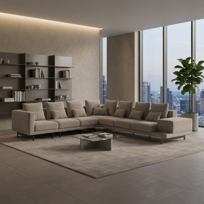 Luxury living room furniture corner sofa L-shape upholstered furniture sofa couch