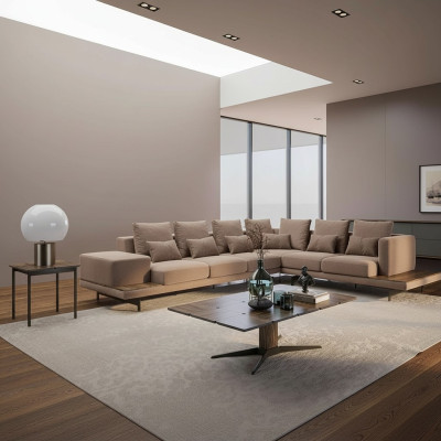 Living room corner sofa L-shape designer luxury set furnishing coffee table new