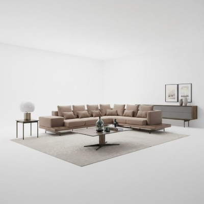 Living room corner sofa L-shape designer luxury set furnishing coffee table new