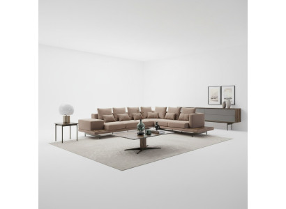 Living room corner sofa L-shape designer luxury set furnishing coffee table new