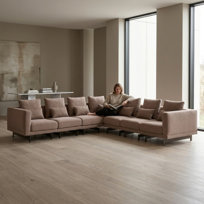 Luxury Corner Sofa Couch L-Shaped Upholstery Textile Upholstered Sofa New Living Room Furniture
