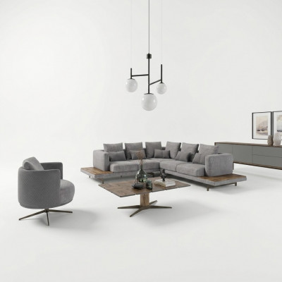 Living room set 3-piece textile sofa couch L-shape new coffee table luxury furniture