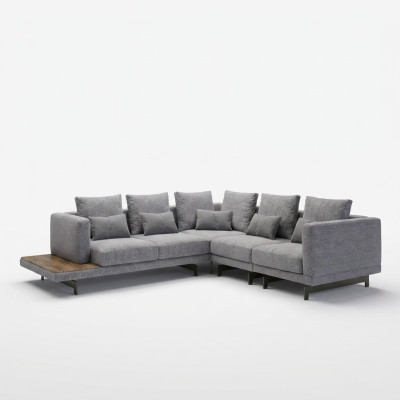 New luxury set textile upholstered sofa L-shaped furniture living room coffee table
