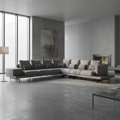 Gray Sofa Couch L-Shape Designer Textile Furniture Upholstered Sofa Living Room New