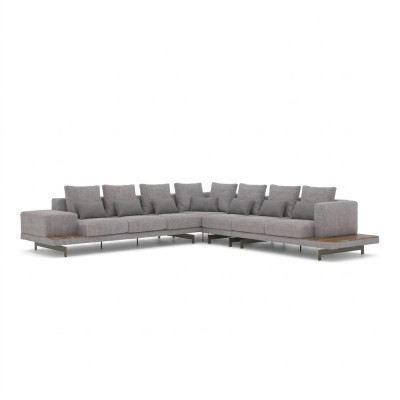 Gray Sofa Couch L-Shape Designer Textile Furniture Upholstered Sofa Living Room New