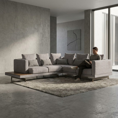 Sofa couch L-shape designer gray sectional sofa textile luxury living room furnishing