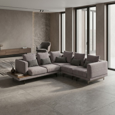 Sofa couch L-shape designer gray sectional sofa textile luxury living room furnishing