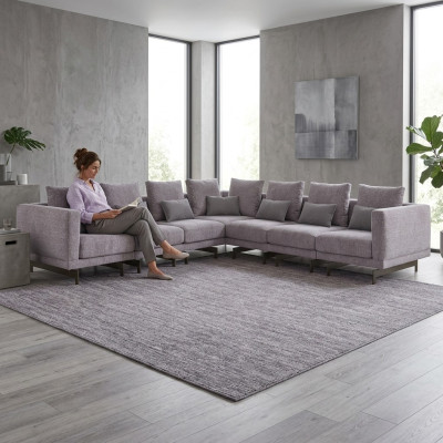 Living room grey corner sofa L-shape designer couch fabric furniture upholstered sofa new