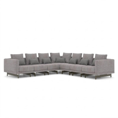 Living room grey corner sofa L-shape designer couch fabric furniture upholstered sofa new