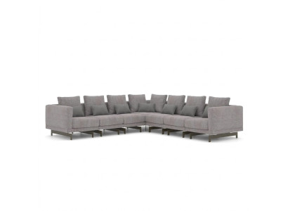 Living room grey corner sofa L-shape designer couch fabric furniture upholstered sofa new