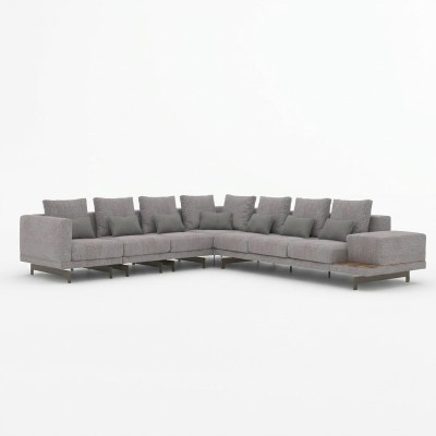 Sectional sofa L-shape living room decor designer textile sofa modern set