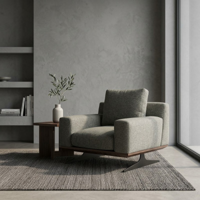 Luxury Designer Armchair Modern Upholstered Armchair Furniture Gray Textile Seat New