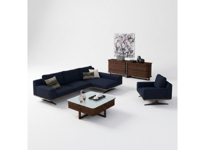 Modern blue designer living room furnishings upholstered sofa luxury upholstery fabric