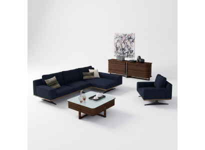 Modern blue designer living room furnishings upholstered sofa luxury upholstery fabric