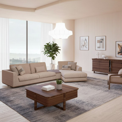 Designer Beige Sofas L-Shape Upholstered Furniture Corner Sofa New Luxury Armchair Living Room