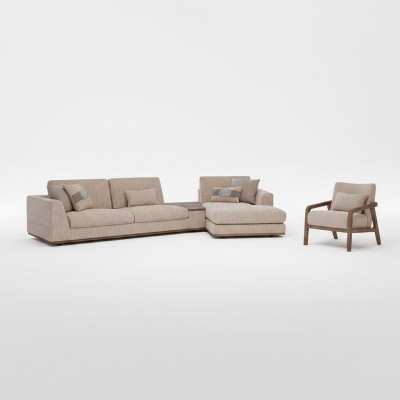 Designer Beige Sofas L-Shape Upholstered Furniture Corner Sofa New Luxury Armchair Living Room