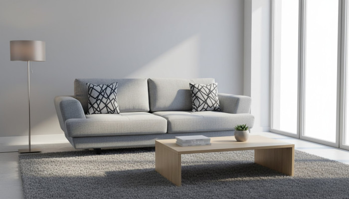Living Room Design 3-Seater Gray Sofa Modern Luxury Fabric Sofa Exclusive