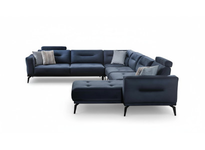 Luxury Modern Design Living Room U-Shape Corner Sofa Solid Dark Blue Sofa