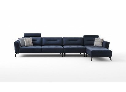 Massive living room L-shaped dark blue corner sofa modern luxury design