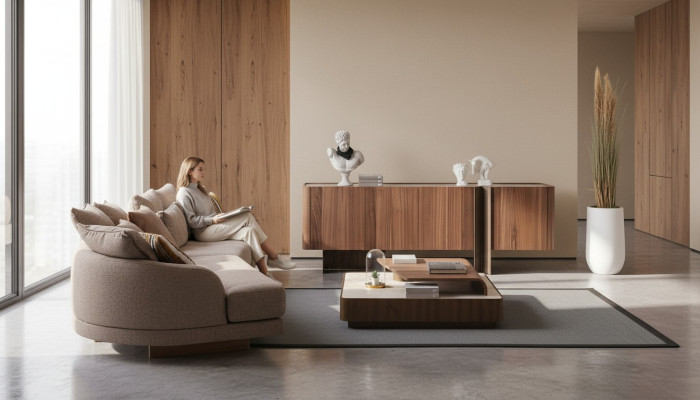 Living room robust set designer 4-seater sideboard coffee table 3-piece set