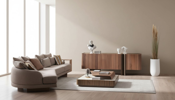 Living room robust set designer 4-seater sideboard coffee table 3-piece set