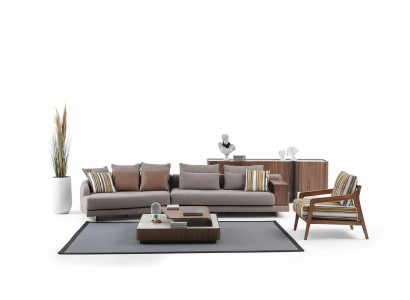 Exclusive living room sofa set fabric sofa wood coffee table sideboard