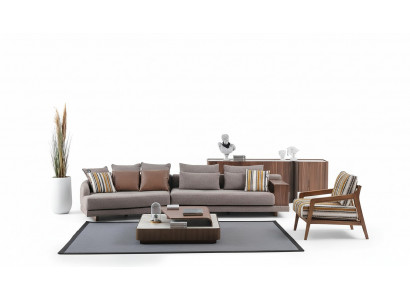 Exclusive living room sofa set fabric sofa wood coffee table sideboard