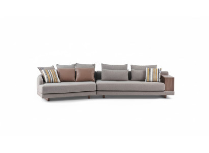 5-seater solid living room fabric sofa gray elegant modern design