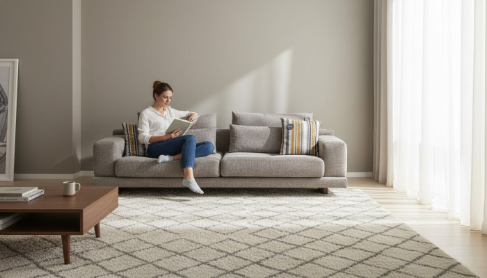 3-seater modern style designer living room fabric sofa with cushion back cushions