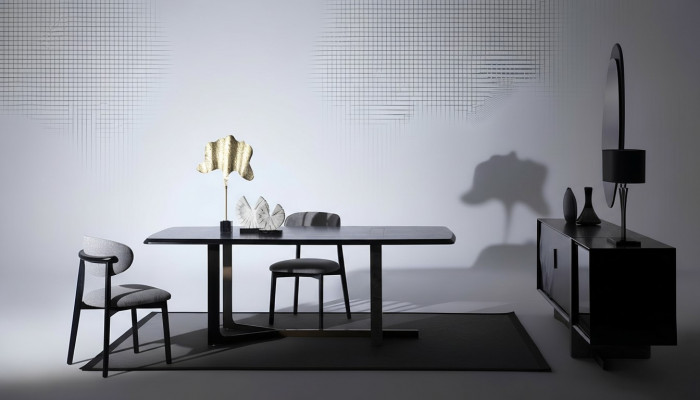 Dining Room 7-Piece Set: Dining Table, Sideboard, Mirror, 4x Chairs, Modern Design