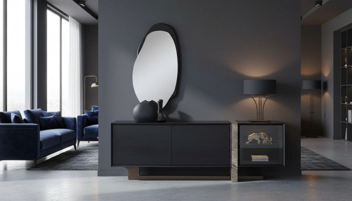 Sideboard Buffet Mirror Dining Room Living Room Modern Design 2-piece Set